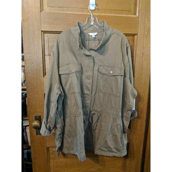 Terra & Sky Plus Size 0X Brown Light Weight Snap Utility Jacket 14W - Picture 1 of 6